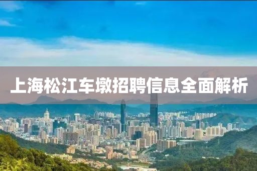 上海松江车墩招聘信息全面解析