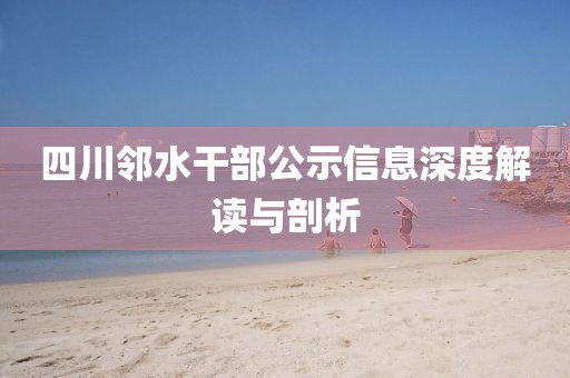 四川邻水干部公示信息深度解读与剖析