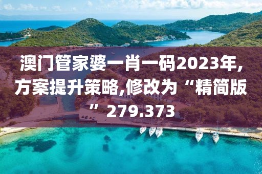 澳门管家婆一肖一码2023年,方案提升策略,修改为“精简版”279.373