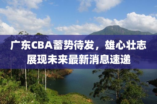 广东CBA蓄势待发，雄心壮志展现未来最新消息速递