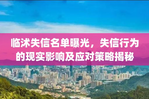临沭失信名单曝光，失信行为的现实影响及应对策略揭秘