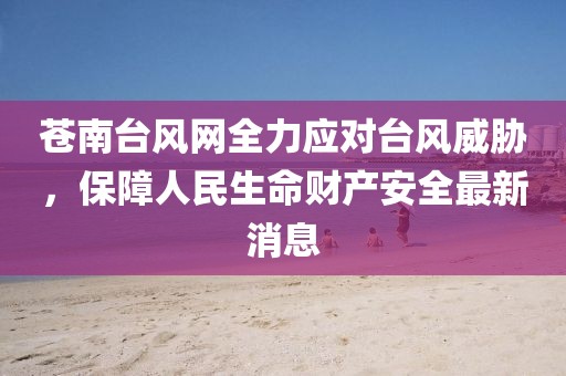 苍南台风网全力应对台风威胁，保障人民生命财产安全最新消息