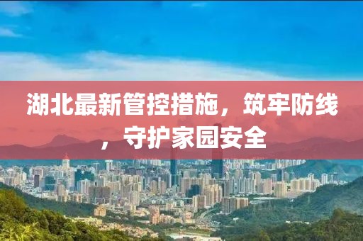湖北最新管控措施，筑牢防线，守护家园安全