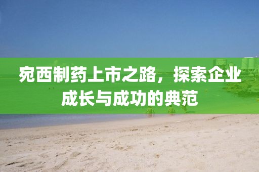 宛西制药上市之路，探索企业成长与成功的典范