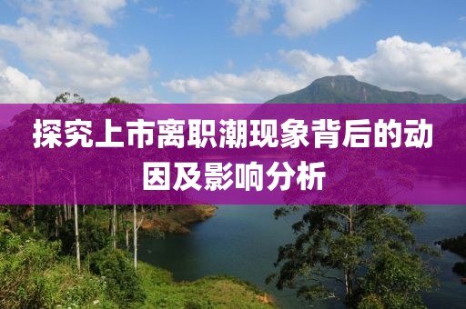 探究上市离职潮现象背后的动因及影响分析