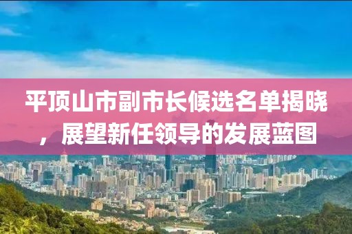 平顶山市副市长候选名单揭晓，展望新任领导的发展蓝图