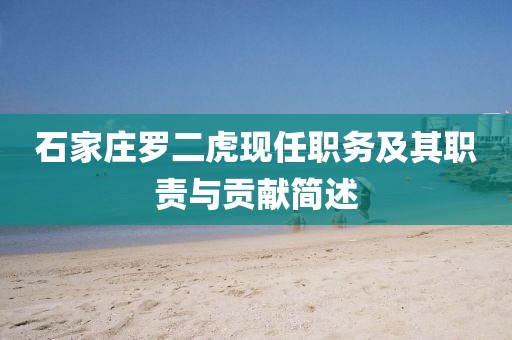 石家庄罗二虎现任职务及其职责与贡献简述