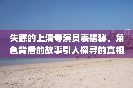 失踪的上清寺演员表揭秘，角色背后的故事引人探寻的真相