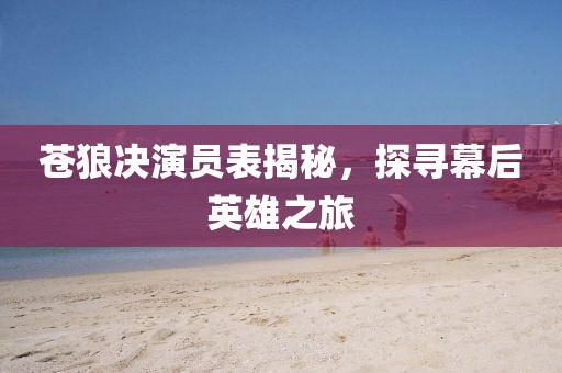 苍狼决演员表揭秘，探寻幕后英雄之旅
