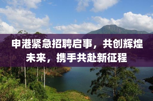 申港紧急招聘启事，共创辉煌未来，携手共赴新征程