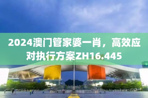 2024澳门管家婆一肖，高效应对执行方案ZH16.445