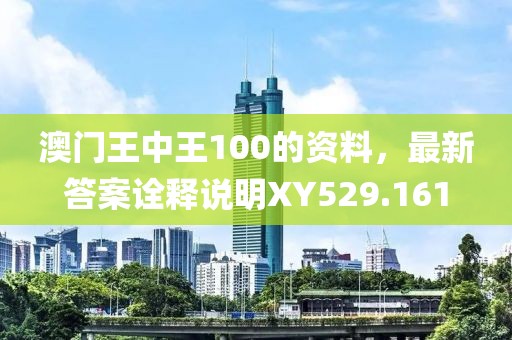 澳门王中王100的资料，最新答案诠释说明XY529.161
