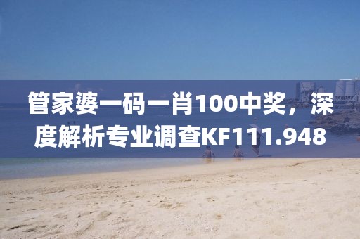 管家婆一码一肖100中奖，深度解析专业调查KF111.948