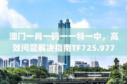 澳门一肖一码一一特一中，高效问题解决指南TF725.977