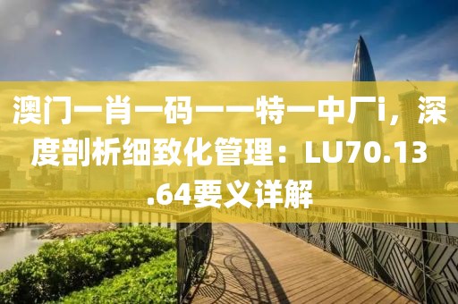 澳门一肖一码一一特一中厂i，深度剖析细致化管理：LU70.13.64要义详解