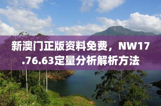新澳门正版资料免费，NW17.76.63定量分析解析方法