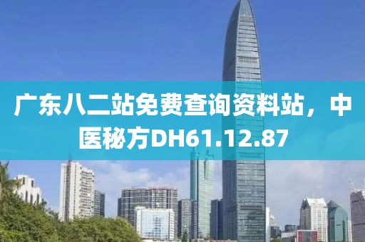 广东八二站免费查询资料站，中医秘方DH61.12.87