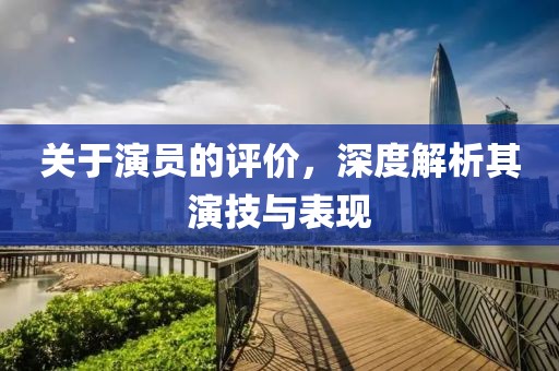 关于演员的评价，深度解析其演技与表现